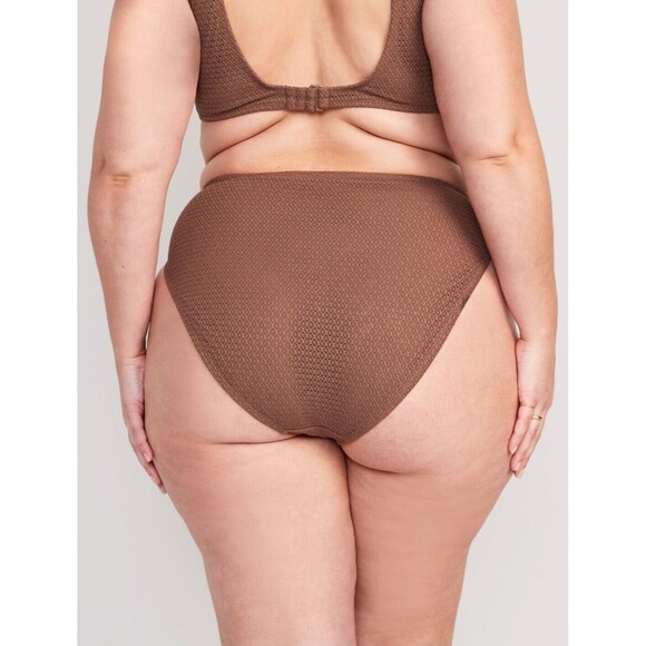 NWT Black Bikini Swim Bottom Size 3X Hi Cut Ring Detail Crochet Like Old Navy - Picture 8 of 10